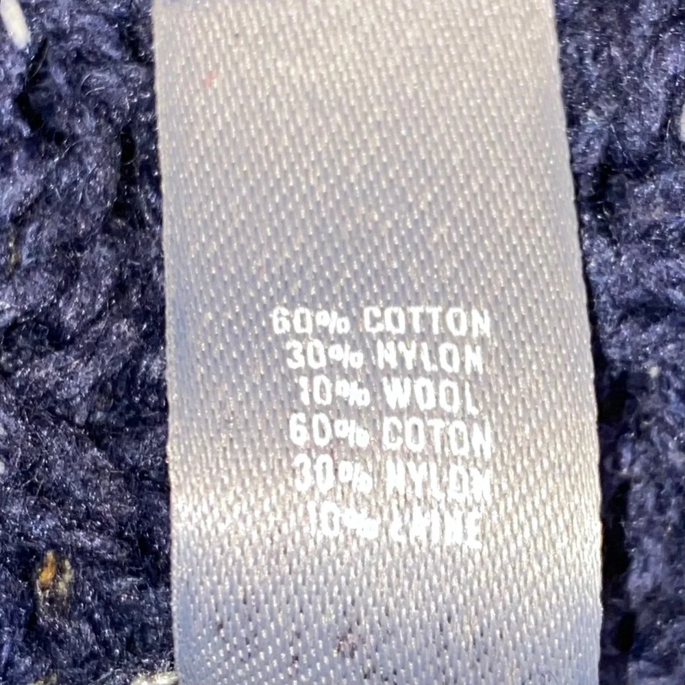 Aerie Navy Blue Confetti Cable Knit Sweater Womens Medium Crewneck Wool Blend